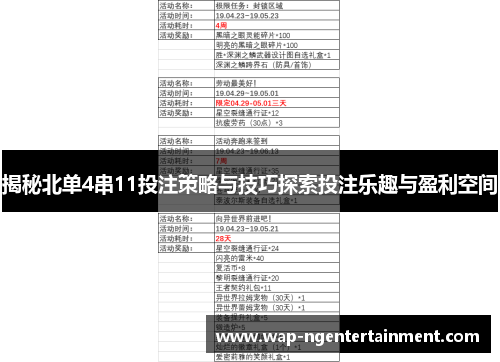 揭秘北单4串11投注策略与技巧探索投注乐趣与盈利空间