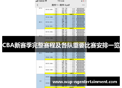 CBA新赛季完整赛程及各队重要比赛安排一览